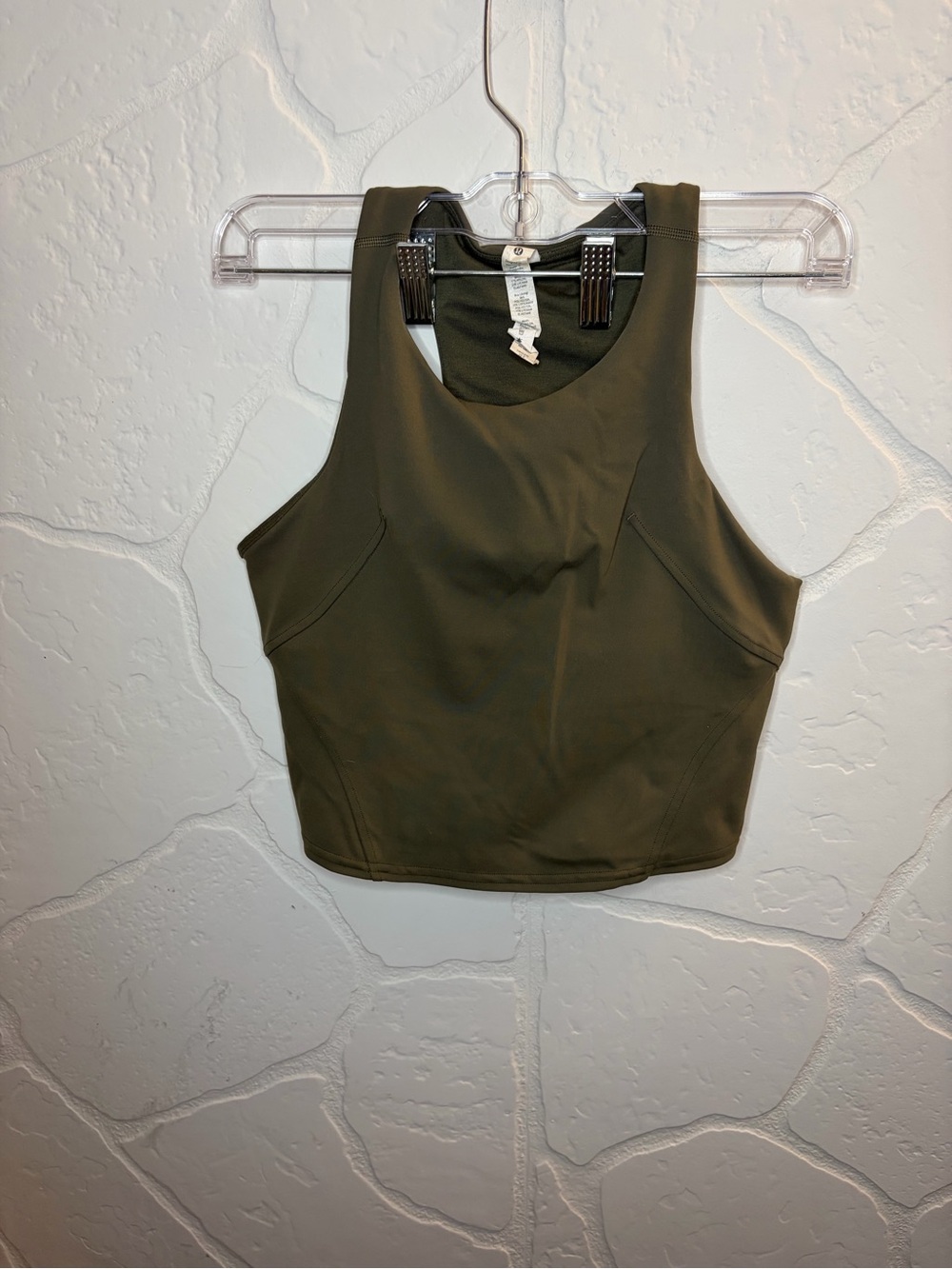 Lululemon Invigorate Training Tank Top Olive Green Crop Sports Bra Size 6